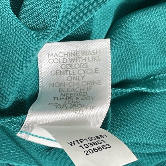 J Jill Wearever Blouse Womens Size PL Blue Green Polyester Lined Wide Sleeve - Picture 6 of 11